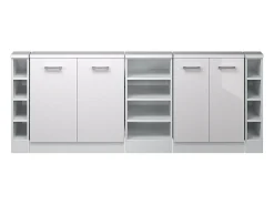 Armário de cozinha para sótão inclinado branco alto brilho 210x46x81.6 r-line