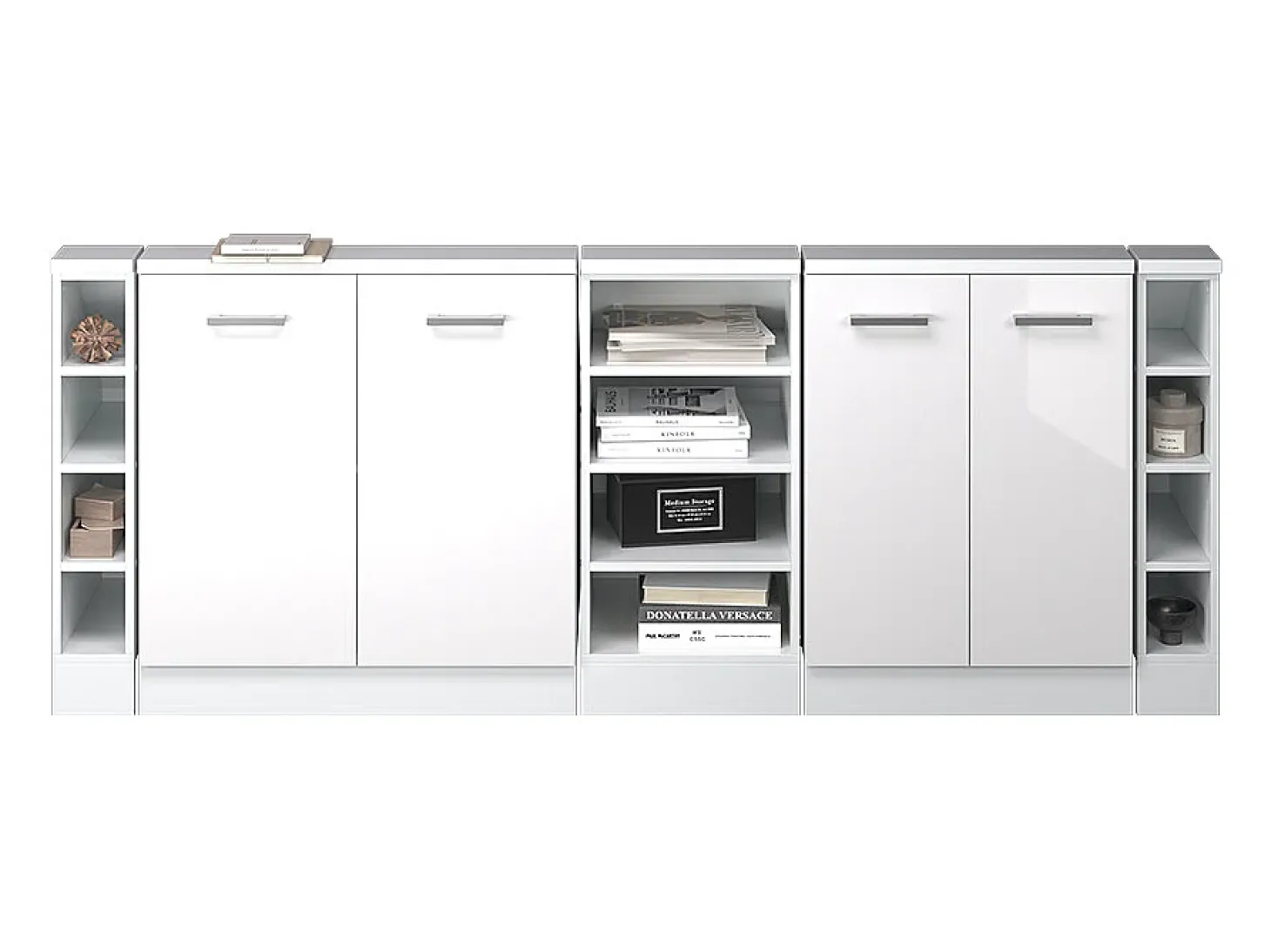 Armário de cozinha para sótão inclinado branco alto brilho 210x46x81.6 r-line
