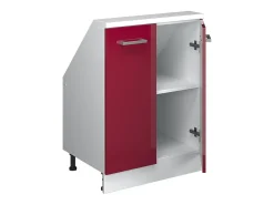 Armário de cozinha para sótão inclinado vermelho brilhante/branco 60x46x81.6 r-line