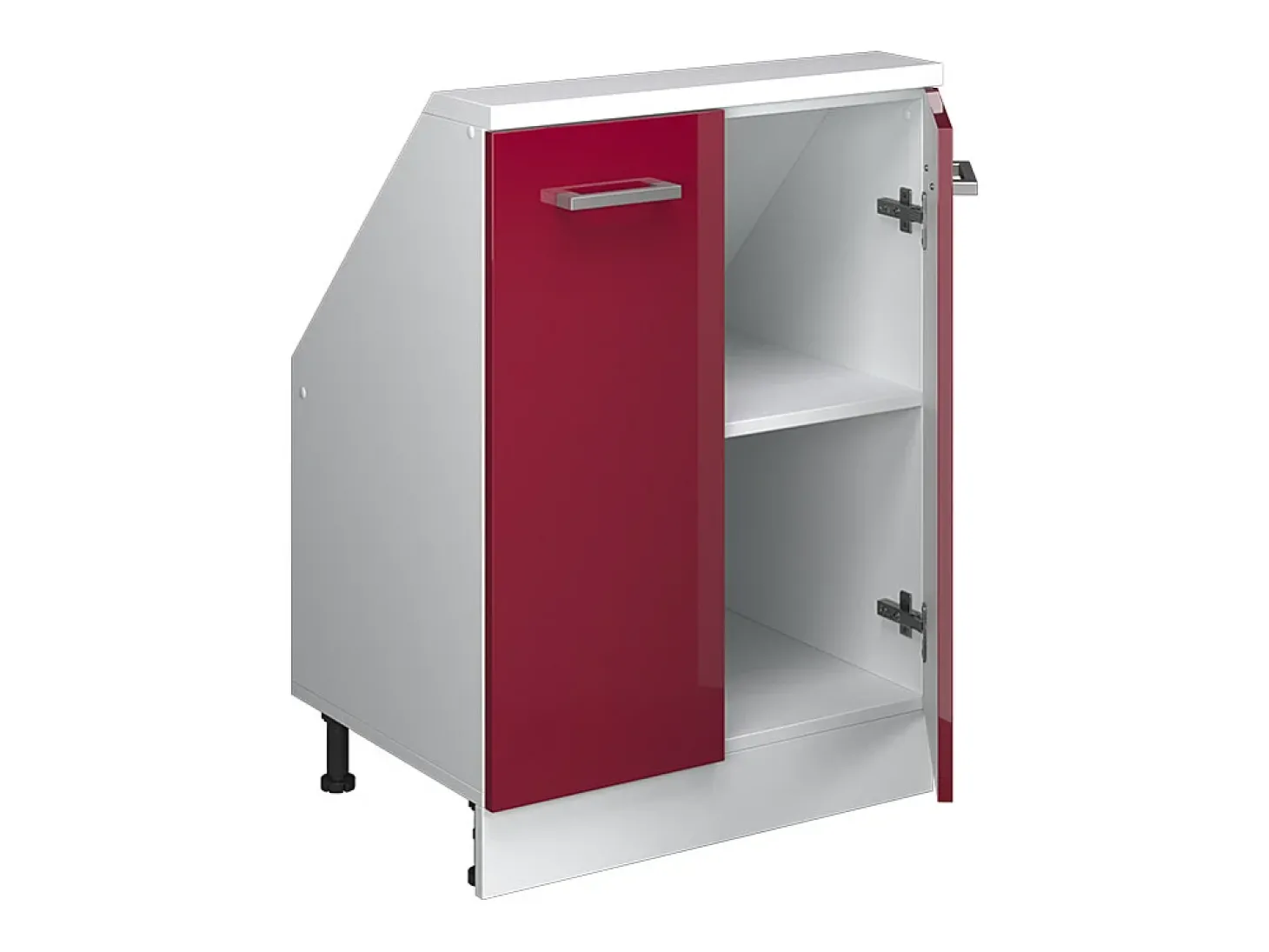 Armário de cozinha para sótão inclinado vermelho brilhante/branco 60x46x81.6 r-line