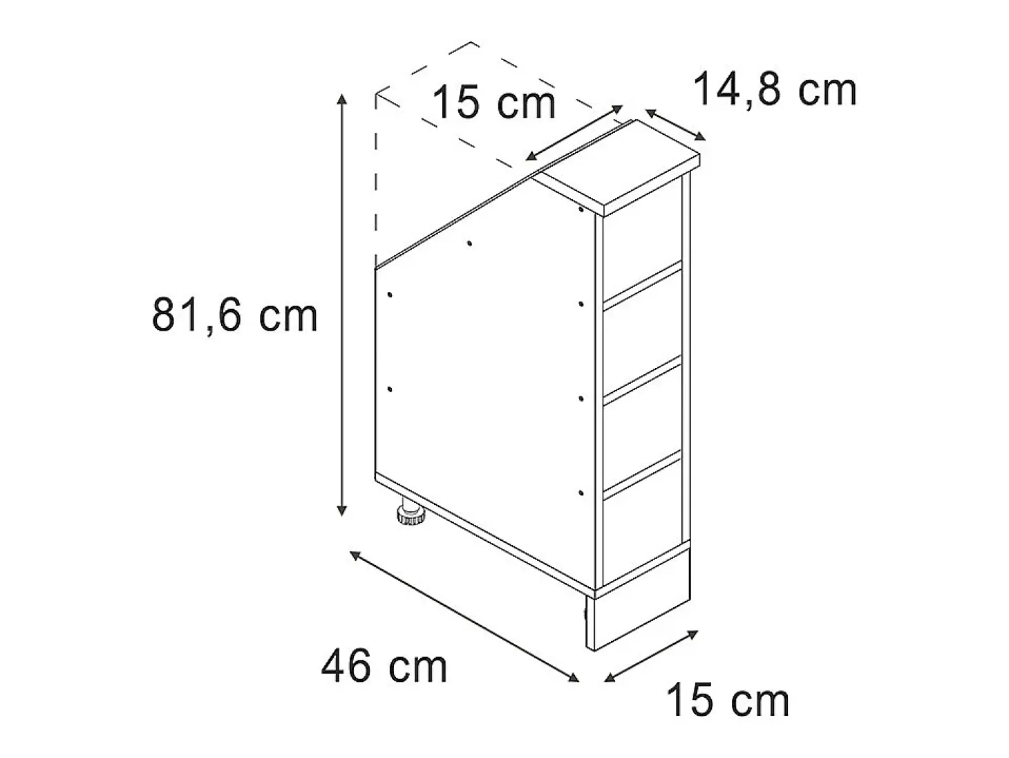 Armário de cozinha para sótão inclinado antracite 15x46x81.6 r-line