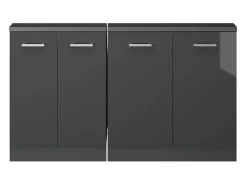 Armário de cozinha para sótão inclinado antracite alto brilho 140x46x81.6 r-line