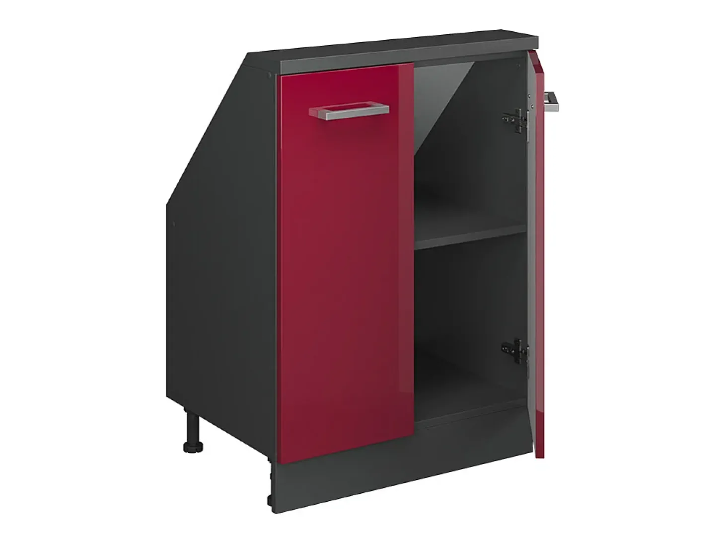 Armário de cozinha para sótão inclinado vermelho alto brilho 60x46x81.6 r-line