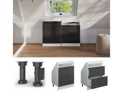 Armário de cozinha para sótão inclinado casa de campo antracite 60x46x81.6 r-line