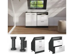 Armário de cozinha para sótão inclinado branco alto brilho 60x46x81.6 r-line