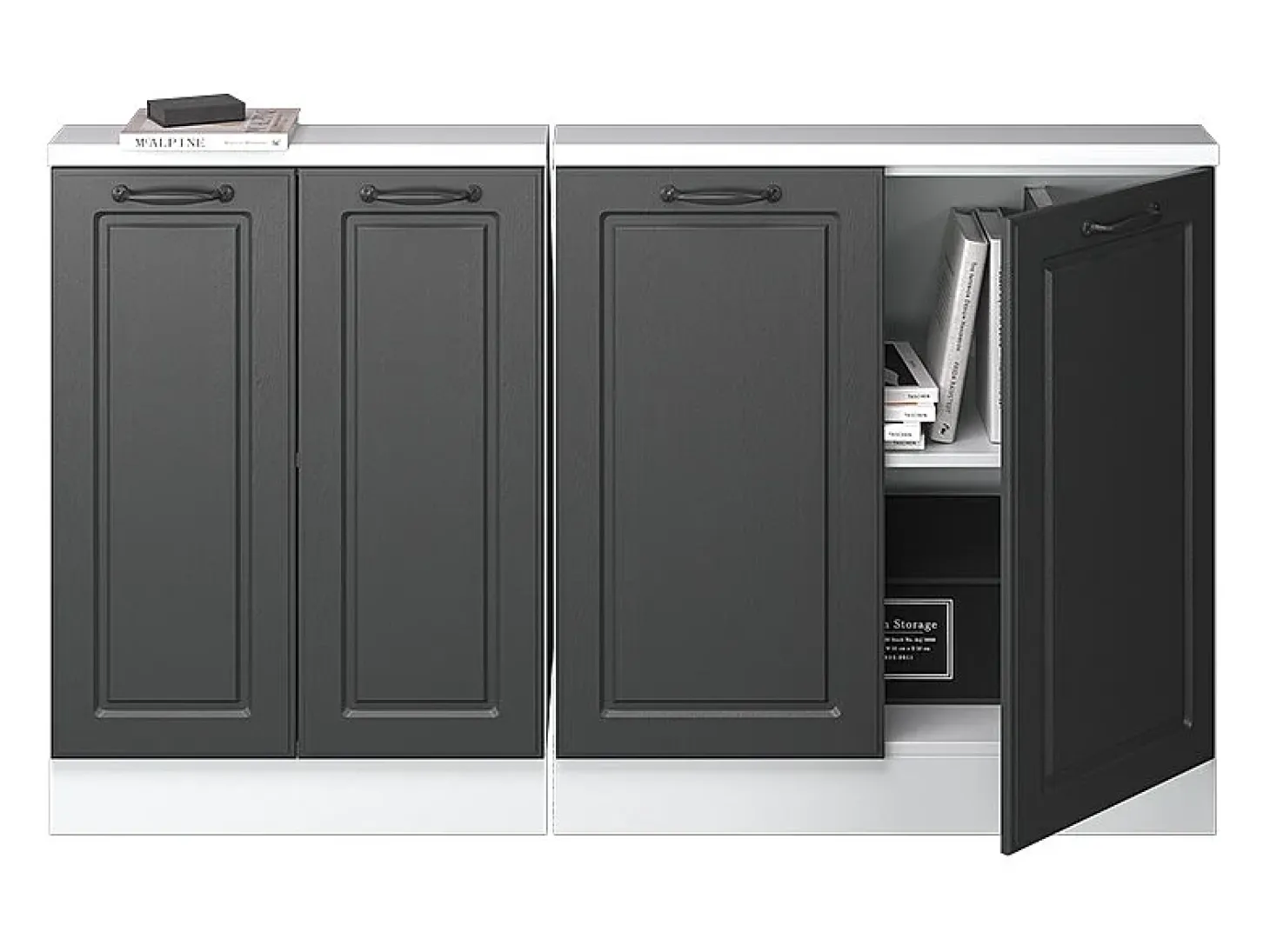 Armário de cozinha para sótão inclinado casa de campo antracite 140x46x81.6 r-line
