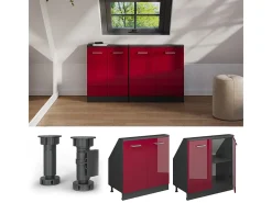 Armário de cozinha para sótão inclinado vermelho alto brilho 80x46x81.6 r-line