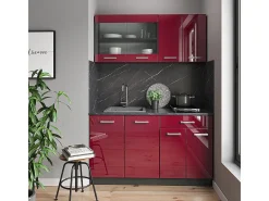 Armário de cozinha para sótão inclinado vermelho alto brilho 80x46x81.6 r-line