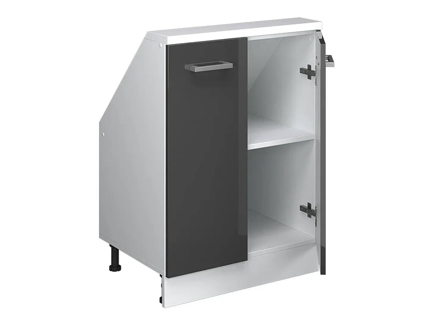 Armário de cozinha para sótão inclinado antracite alto brilho 60x46x81.6 r-line