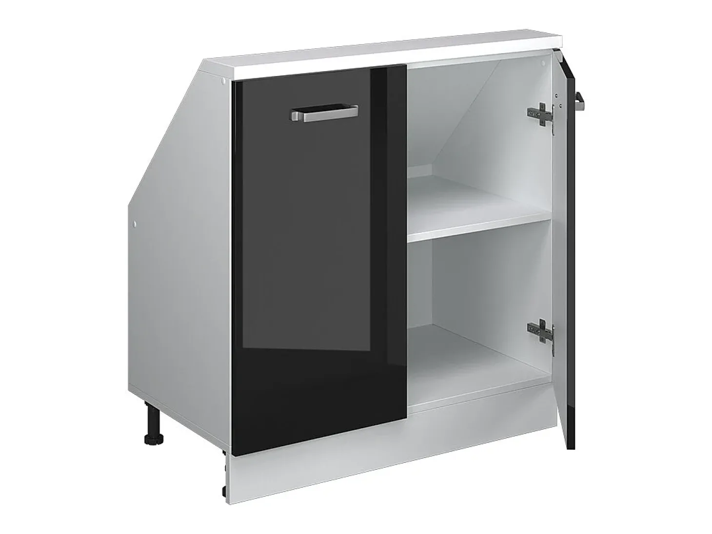 Armário de cozinha para sótão inclinado preto alto brilho 80x46x81.6 r-line