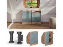 Armário de cozinha para sótão inclinado azul-cinza 60x46x81.6 r-line