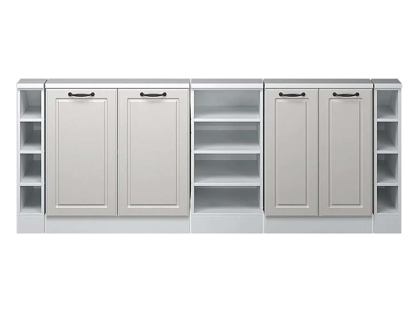Armário de cozinha para sótão inclinado casa de campo branca 210x46x81.6 r-line
