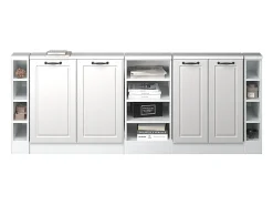 Armário de cozinha para sótão inclinado casa de campo branca 210x46x81.6 r-line