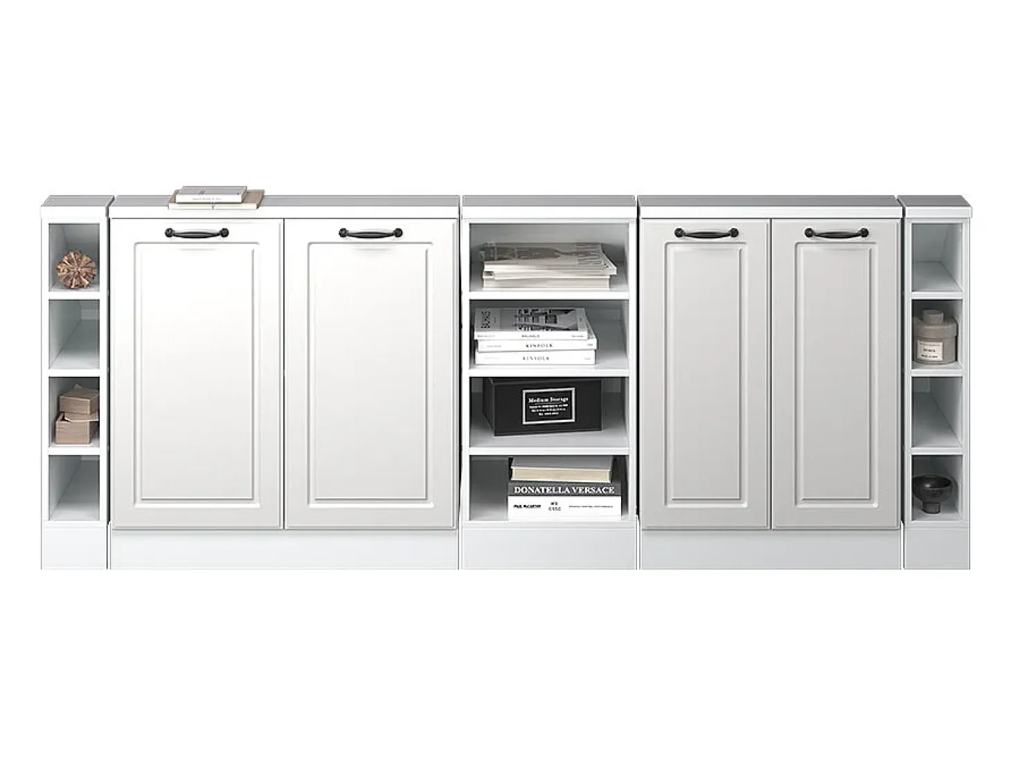 Armário de cozinha para sótão inclinado casa de campo branca 210x46x81.6 r-line