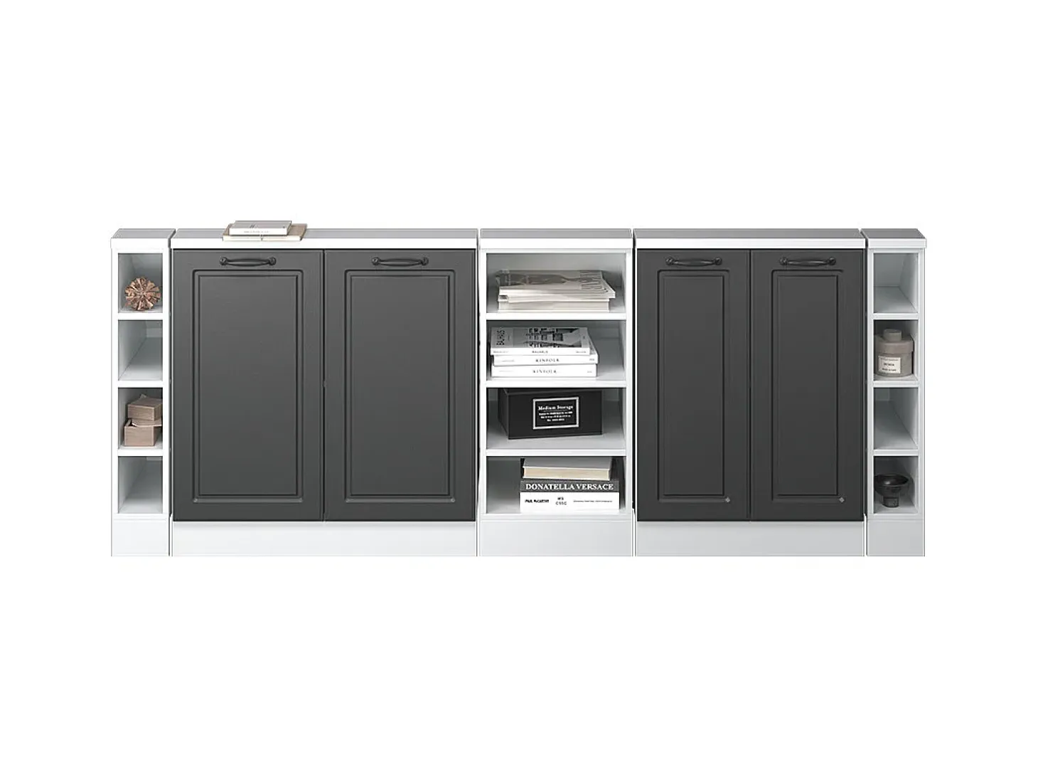 Armário de cozinha para sótão inclinado casa de campo antracite 210x46x81.6 r-line