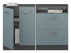 Armário de cozinha para sótão inclinado azul-cinza 120x46x81.6 r-line
