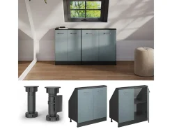 Armário de cozinha para sótão inclinado azul-cinza 80x46x81.6 r-line