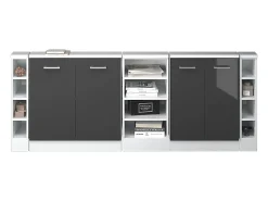 Armário de cozinha para sótão inclinado antracite alto brilho 210x46x81.6 r-line
