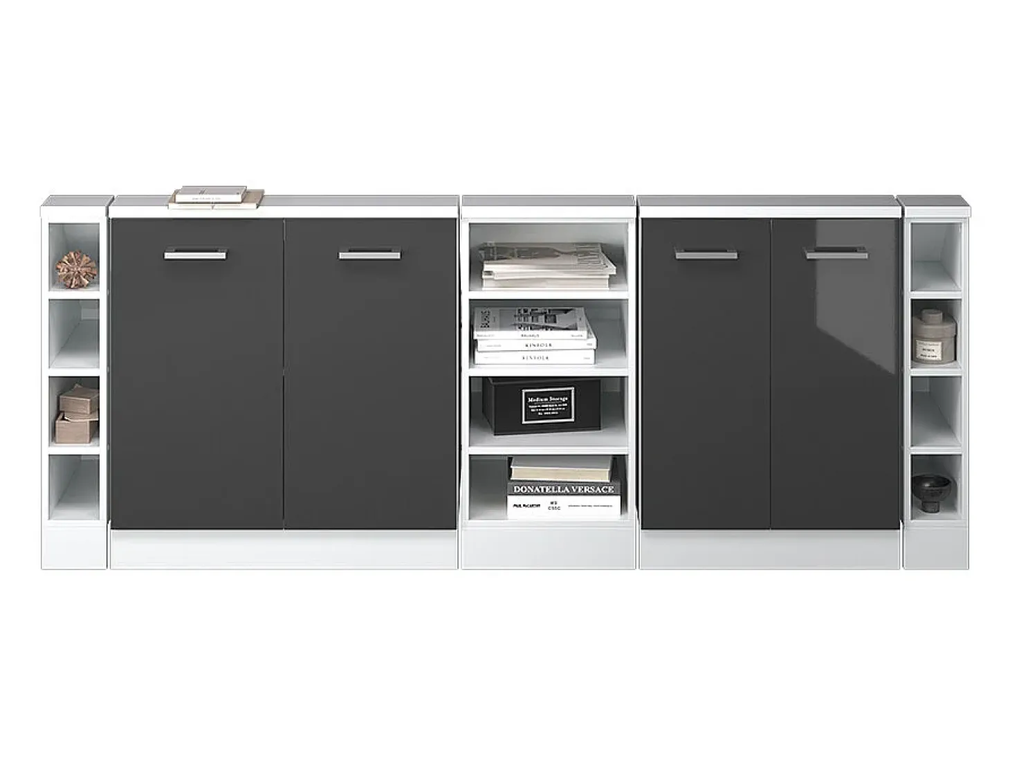 Armário de cozinha para sótão inclinado antracite alto brilho 210x46x81.6 r-line