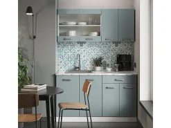 Armário de cozinha para sótão inclinado azul-cinza 140x46x81.6 r-line