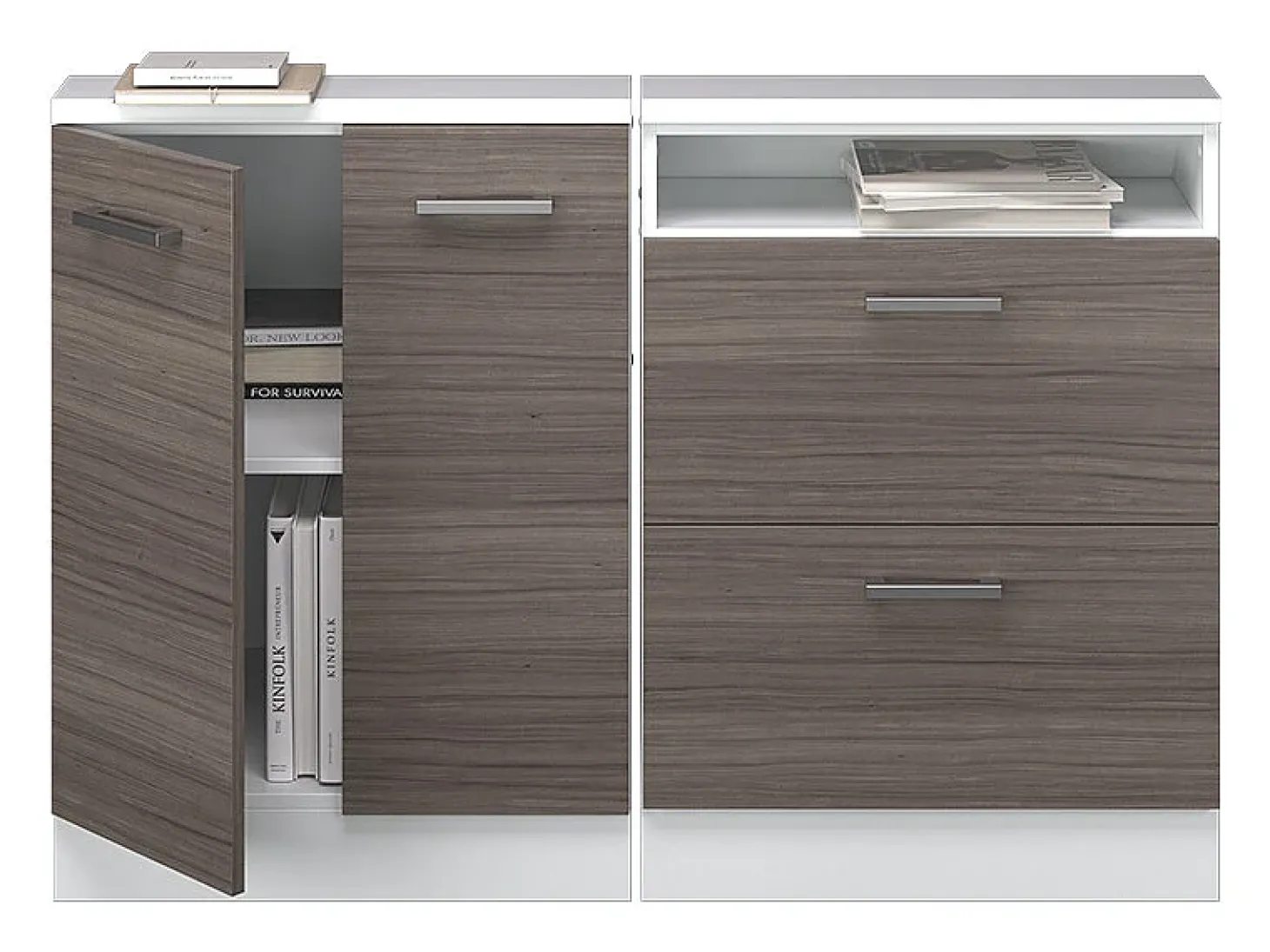 Armário de cozinha para sótão inclinado cinza nobre 120x46x81.6 r-line
