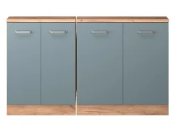 Armário de cozinha para sótão inclinado azul-cinza 140x46x81.6 r-line