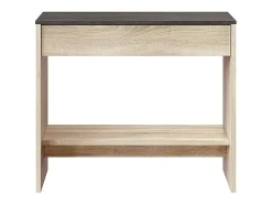 Armário de entrada Ddrag, Entrada com espelho, Armário com gaveta e prateleira para entrada, Armário moderno para hall de entrada, 92x33h149 cm, Carvalho e Nogueira