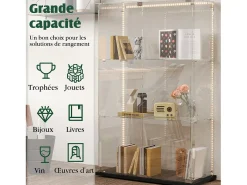 Armário de exposição para sala de estar com 4 prateleiras e portas duplas – Móveis elegantes para sala de estar