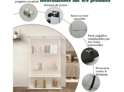 Armário de exposição para sala de estar com 4 prateleiras e portas duplas – Móveis elegantes para sala de estar