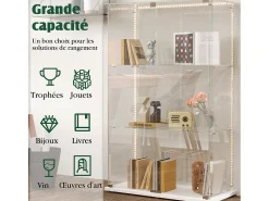 Armário de exposição para sala de estar com 4 prateleiras e portas duplas – Móveis elegantes para sala de estar
