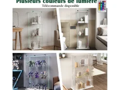 Armário de exposição para sala de estar com 4 prateleiras e portas duplas – Móveis elegantes para sala de estar