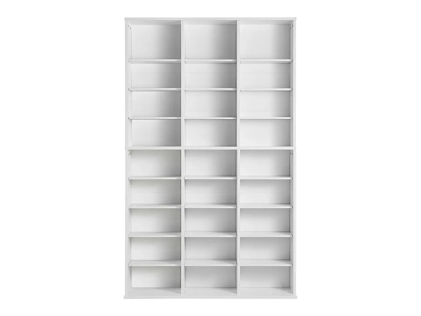Armário de Exposição, SucceBuy Armário de Armazenamento Multimédia de 9 Níveis, Prateleira Ajustável para DVD para 756 CDs, Branco