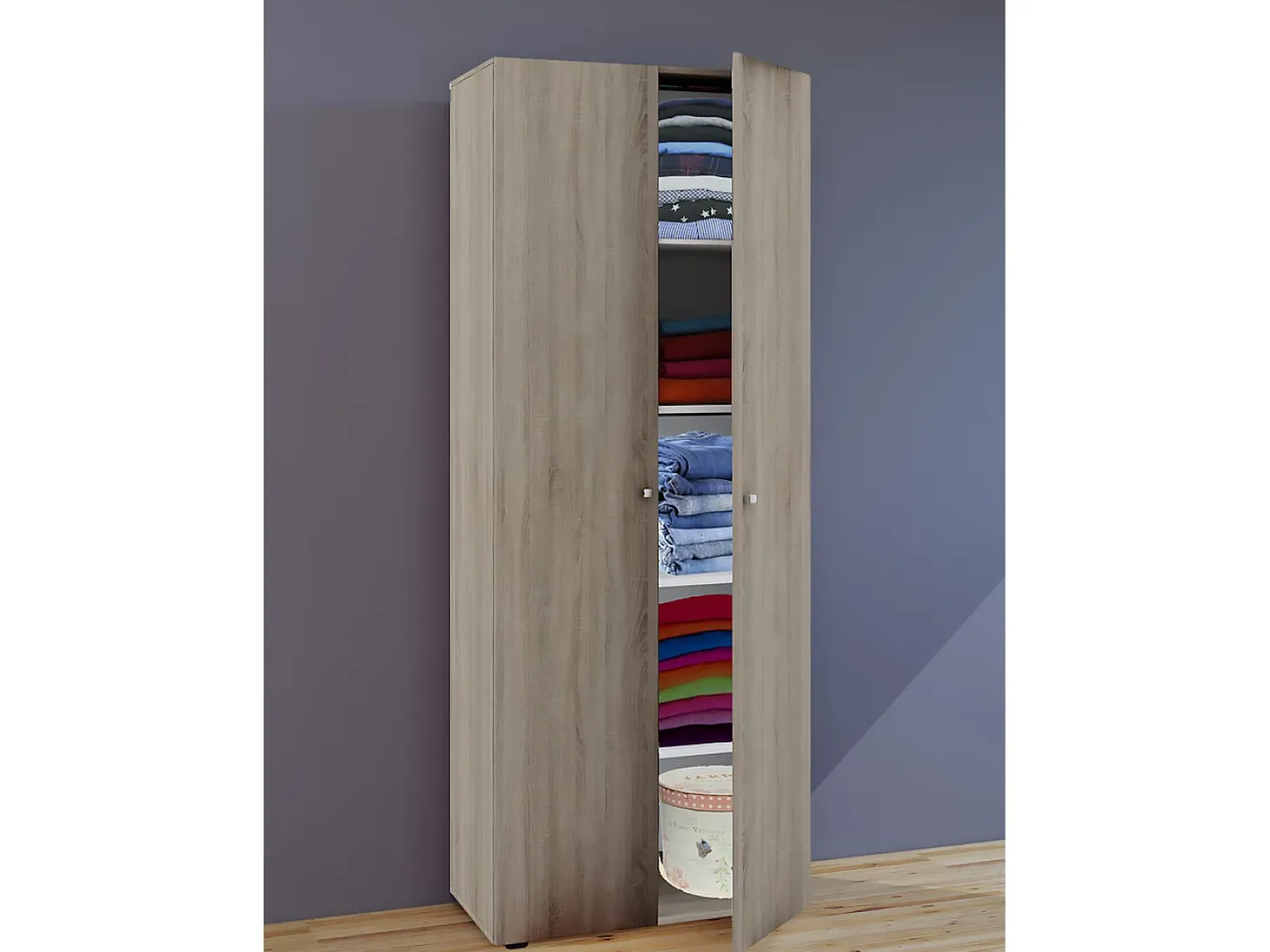 Armário de madeira VCM | 5 compartimentos | dimensões aprox. L. 70 x A. 178 x P. 40 cm | 2 portas rotativas | expansível | Gabinete - Vandol (carvalho Sonoma)