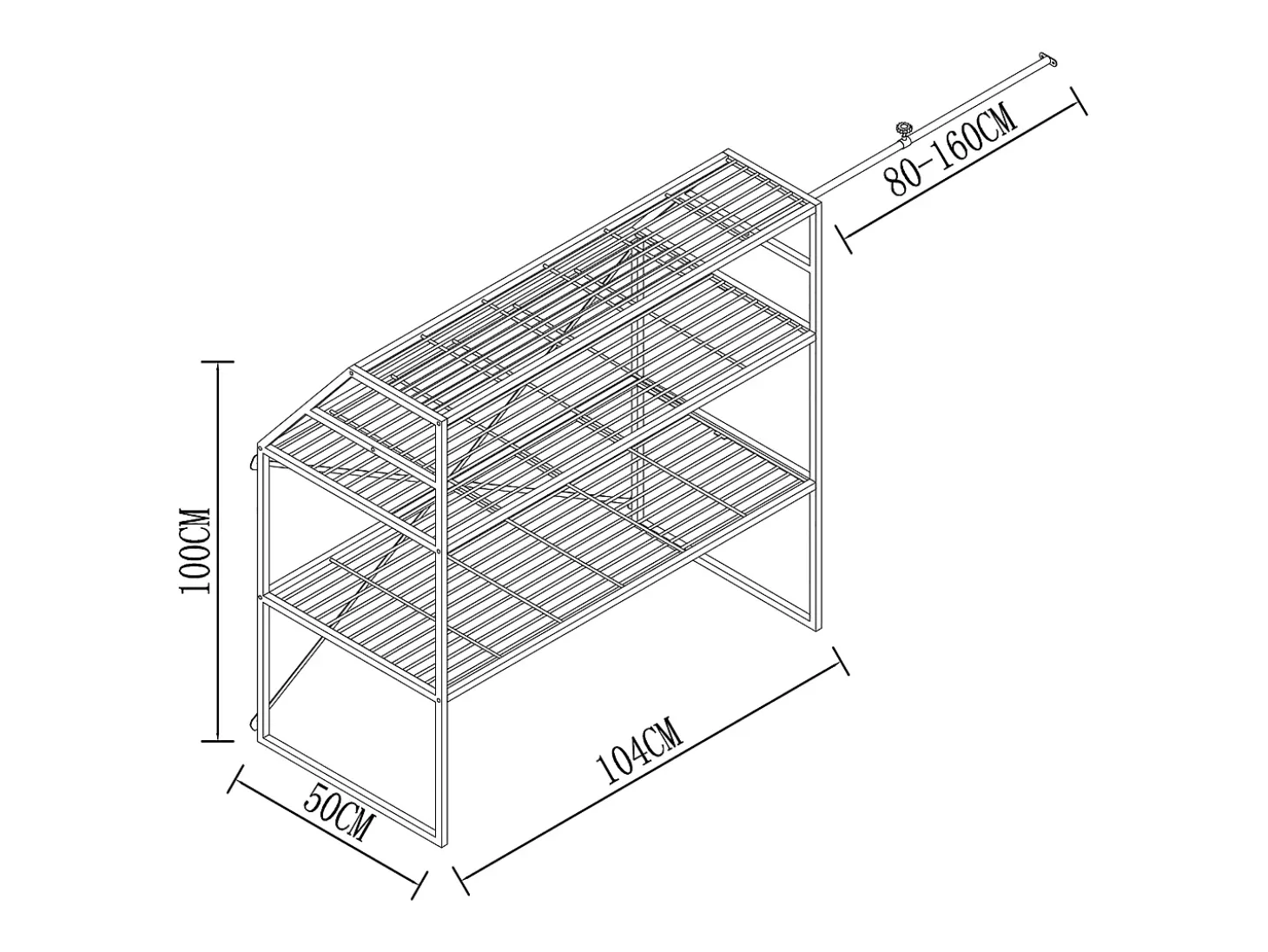 Armário de metal VCM |armário aberto | walk-in |prateleira inclinada | dimensões aprox. L. 100 x A. 100 x P. 50 cm - Disal (Preto)
