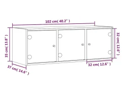 Armário de parede c/ portas de vidro 102x37x35 cm branco