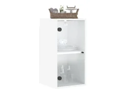 Armário de parede c/ portas de vidro 35x37x68,5 cm branco
