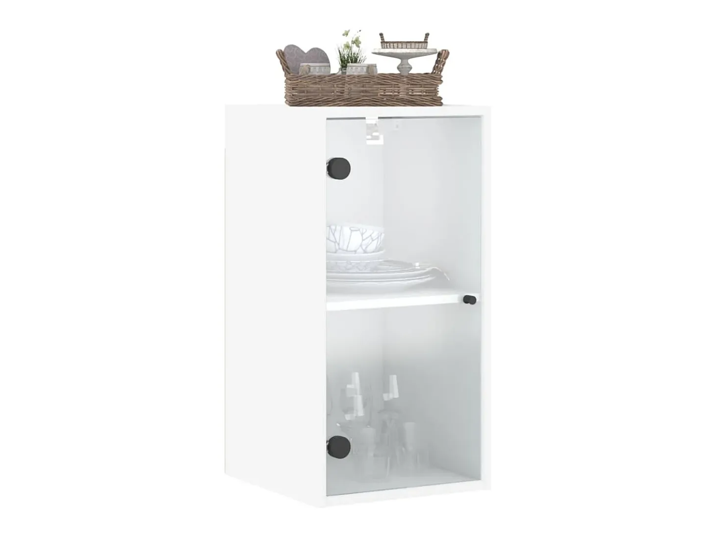 Armário de parede c/ portas de vidro 35x37x68,5 cm branco