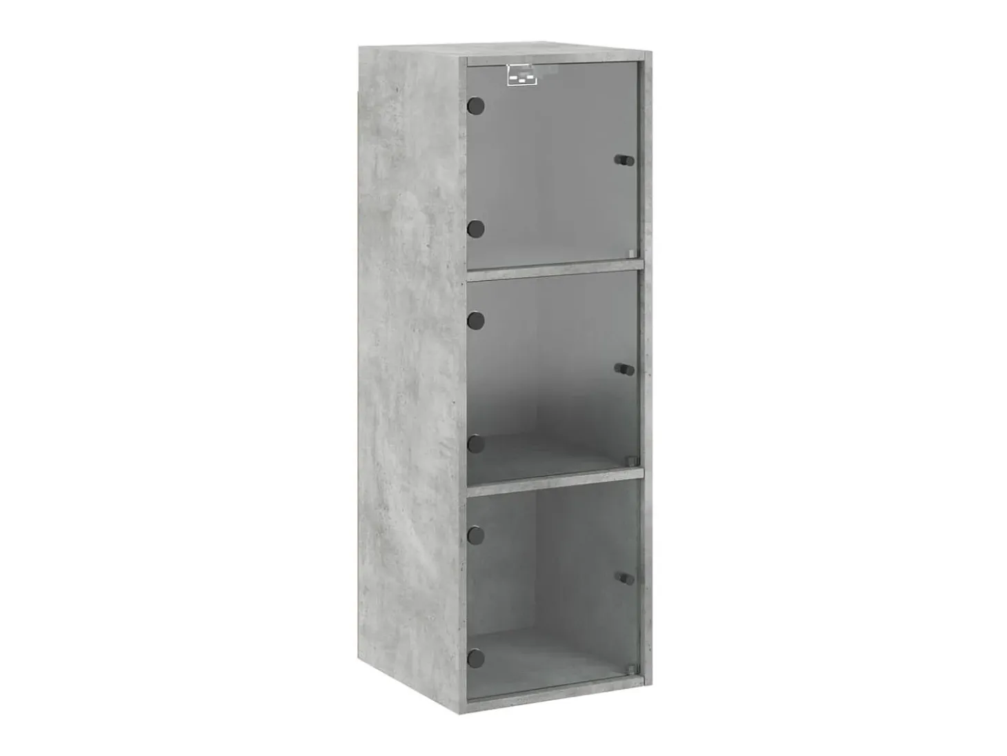 Armário de parede c/ portas de vidro 35x37x100cm cinza cimento