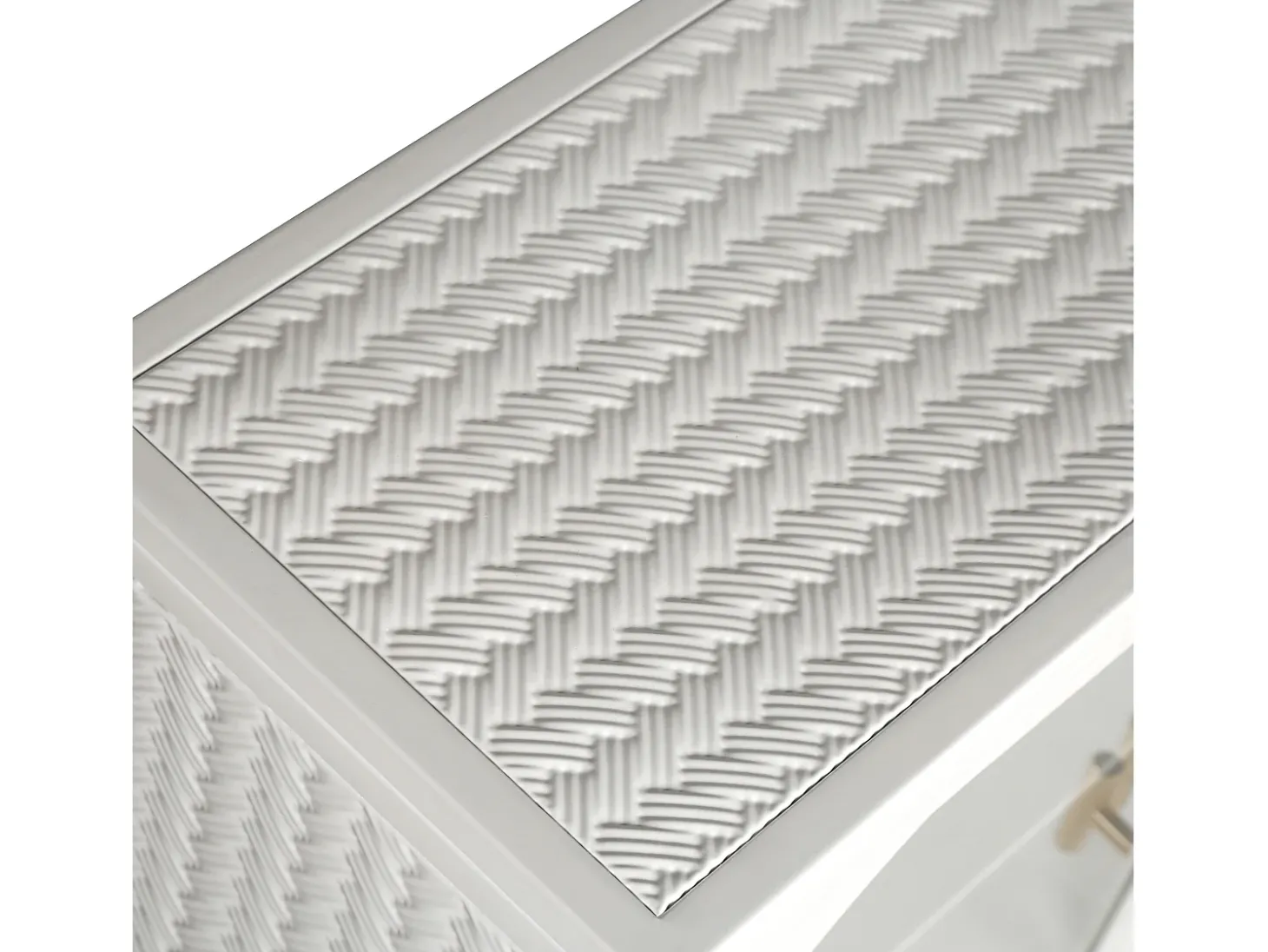 Armário de parede de vidro de 70 cm com duas portas, ideal para hall de entrada, sala de estar e banheiro, com padrão trançado, na cor branca.