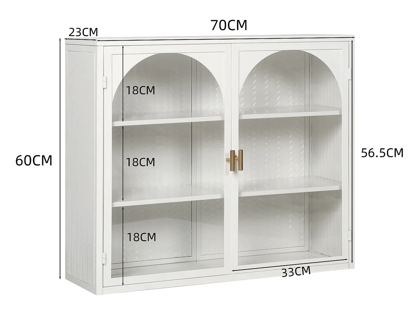 Armário de parede de vidro de 70 cm com duas portas, ideal para hall de entrada, sala de estar e banheiro, com padrão trançado, na cor branca.