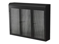 Armário de parede moderno com portas de vidro - para cozinha e banheiro - 90 × 20 × 70 cm, preto
