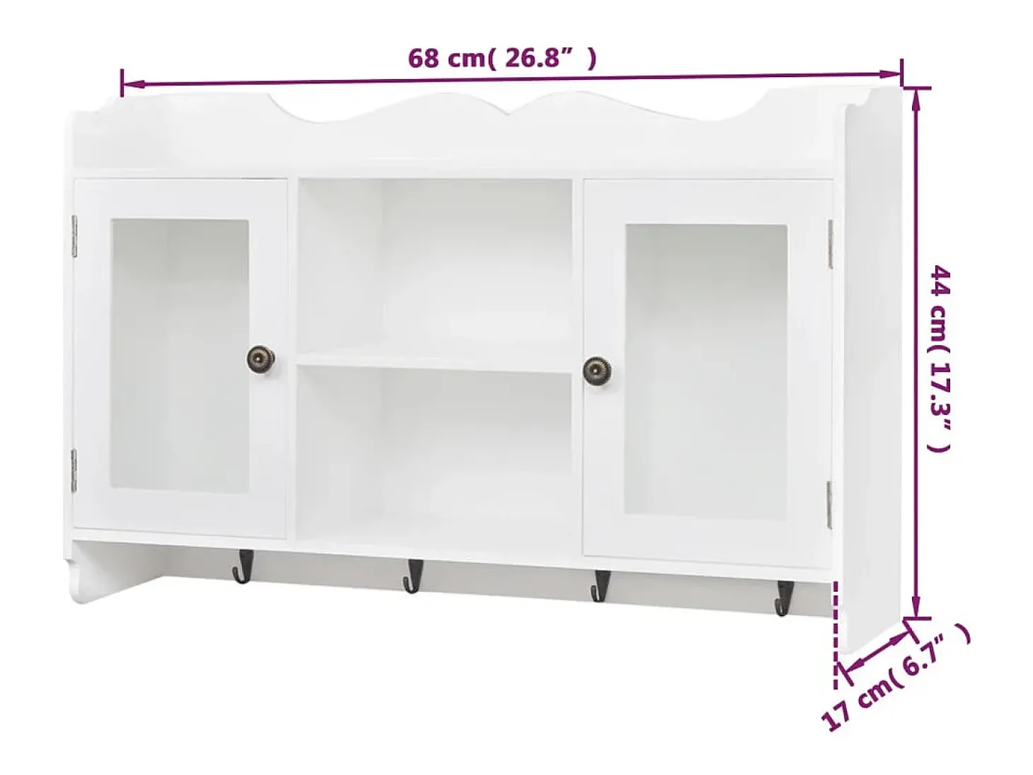 Armário de parede para exposição de livros/DVD/copos MDF branco