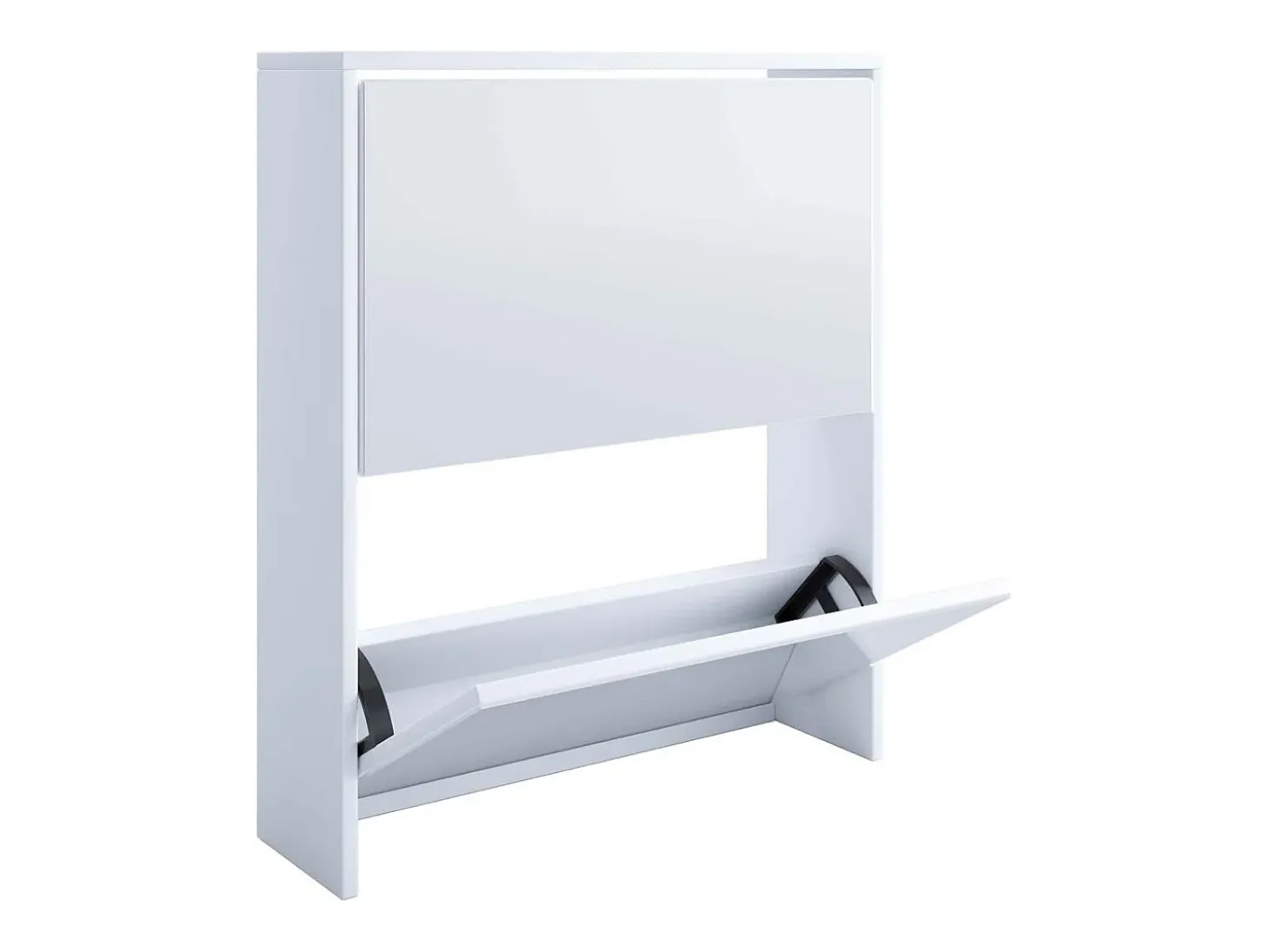 Armário de sapato de madeira VCM | Dimensões: A. 73 x L. 63 x P. 17 cm | 2 abas com espelho - Stido L (Branco)