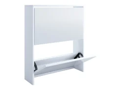 Armário de sapato de madeira VCM | Dimensões: A. 73 x L. 63 x P. 17 cm | 2 abas com espelho - Stido L (Branco)