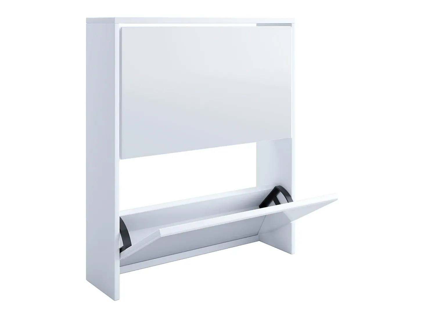 Armário de sapato de madeira VCM | Dimensões: A. 73 x L. 63 x P. 17 cm | 2 abas com espelho - Stido L (Branco)