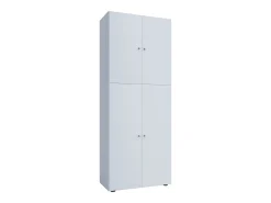Armário de sapato de madeira VCM | Dimensões: L. 70 x A. 184 x P. 40 cm | Armário para uso integral | 5 compartimentos | 4 Portas rotativas - Lona (Branco)