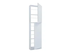 Armário de sapato de madeira VCM | Dimensões: A. 180 x L. 50 x P. 17 cm | 2 Portas Rotativas - Fulisa XL (Branco)