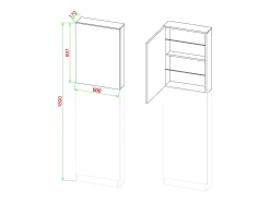 Armário de sapato de madeira VCM | Dimensões: A. 180 x L. 50 x P. 17 cm | 2 Portas Rotativas - Fulisa XL (Branco)