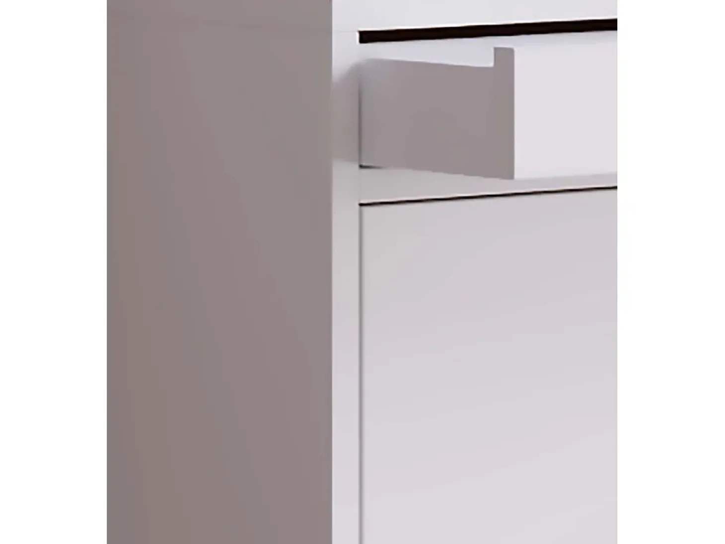 Armário de sapato de madeira VCM | Dimensões: A. 91 x L. 59 x P. 22 cm | 2 abas | gaveta estreita | prateleira prática - Sipos M (Branco)
