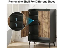 Armário de sapatos com portas, armário de armazenamento de sapatos de 7 andares com prateleiras ajustáveis